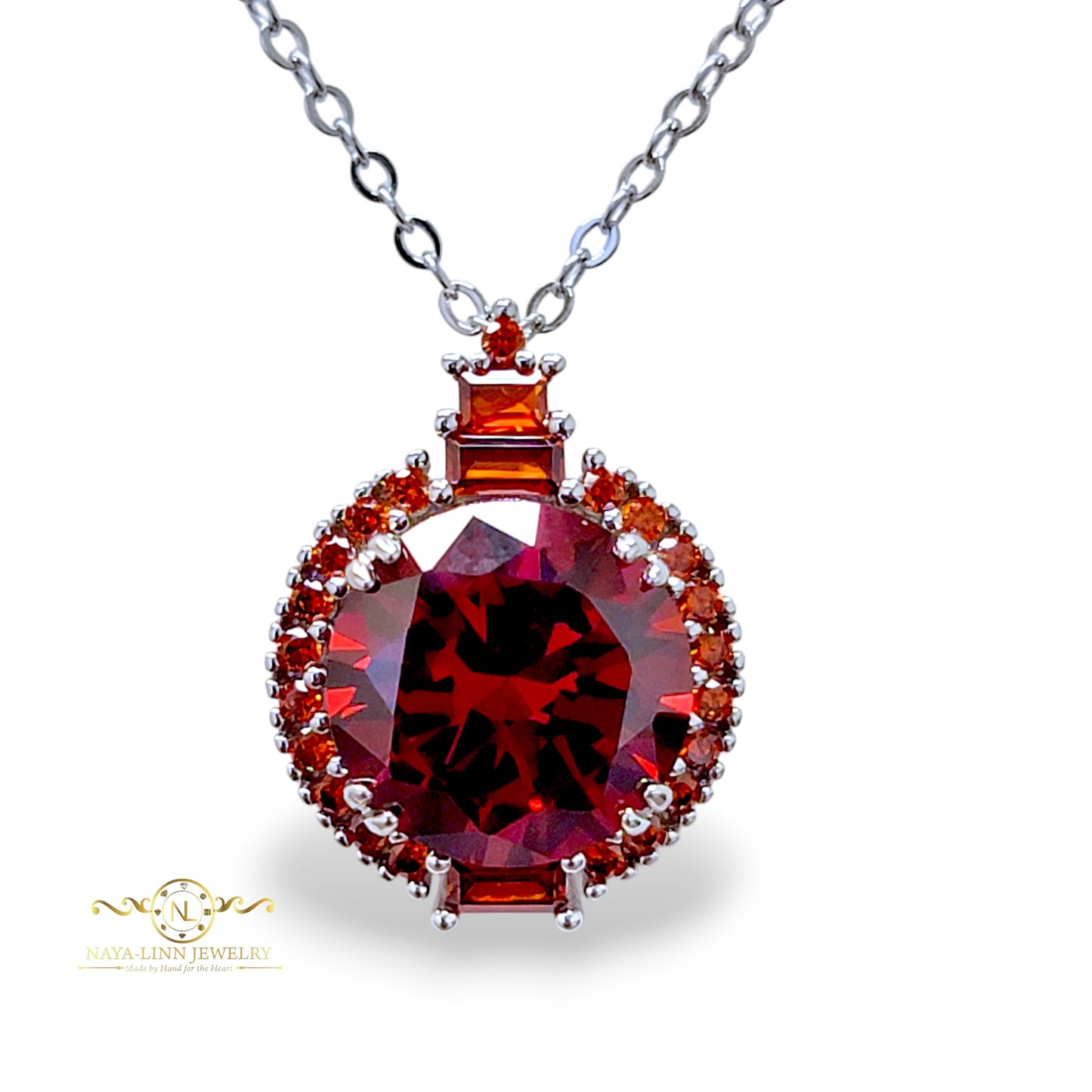 Millie Necklace | Round Cut Diamond Simulants | CZ | Rhodium Over Sterling Silver | 925 Sterling Silver