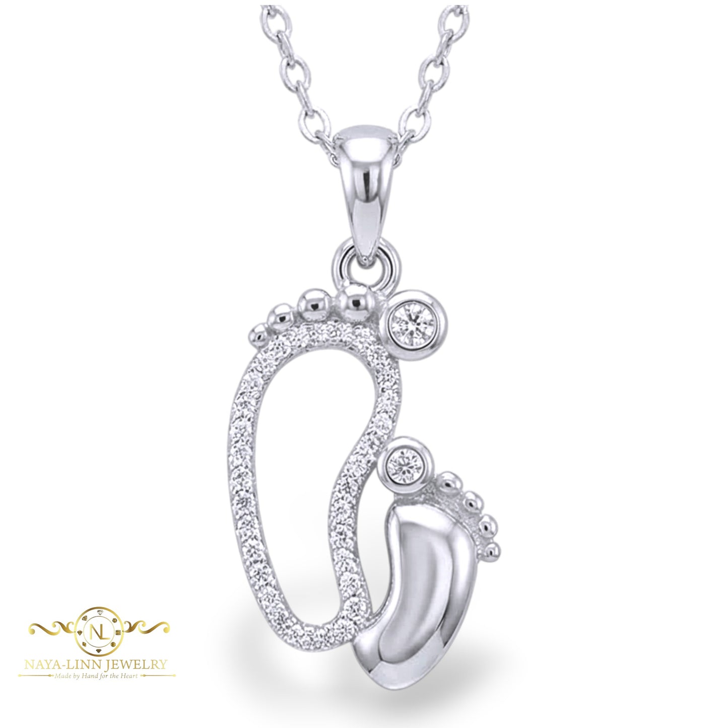 Mother and Child Necklace | Rhodium Over 925 Sterling Silver | Statement Necklace By Naya-Linn Jewelry