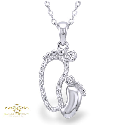 Mother and Child Necklace | Rhodium Over 925 Sterling Silver | Statement Necklace By Naya-Linn Jewelry