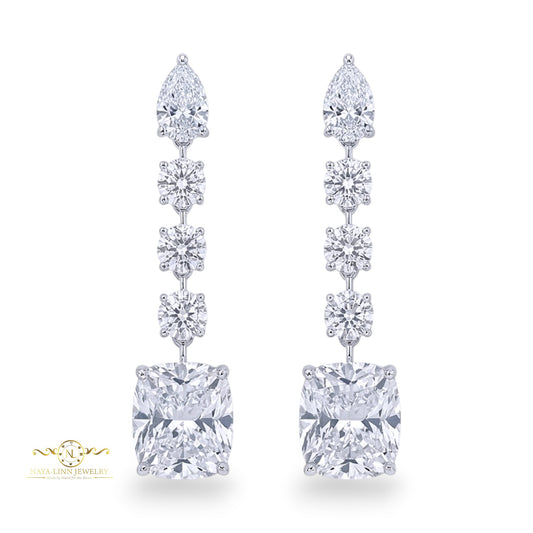 Naomi Day and Night Drop Earrings | Mixed Cuts Diamond Simulants | Rhodium Over 925 Sterling Silver | By Naya-Linn Jewelry