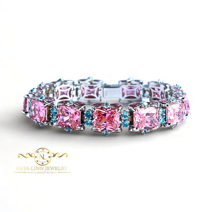 Queenie Bracelet | Mixed Cuts Emerald Bangle | Pear-Shaped Bracelet | Round-Shaped Diamond Simulants By Naya-Linn Jewelry