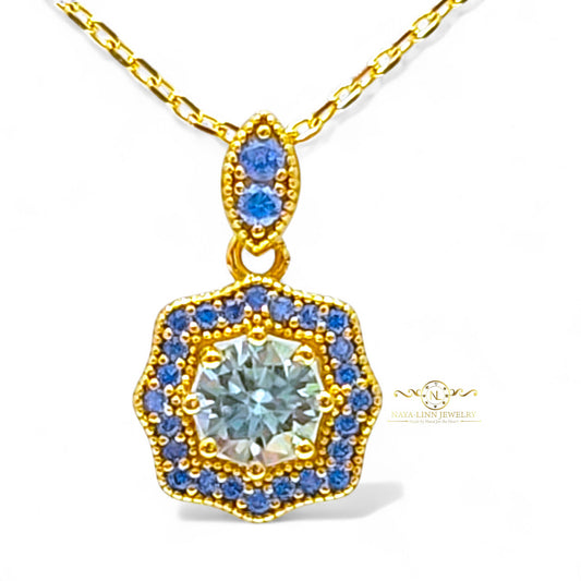 Octavia Moissanite Necklace | 18K Gold Vermeil Jewelry | Sterling Silver | Main Stone with GRA Certificate By Naya-Linn Jewelry
