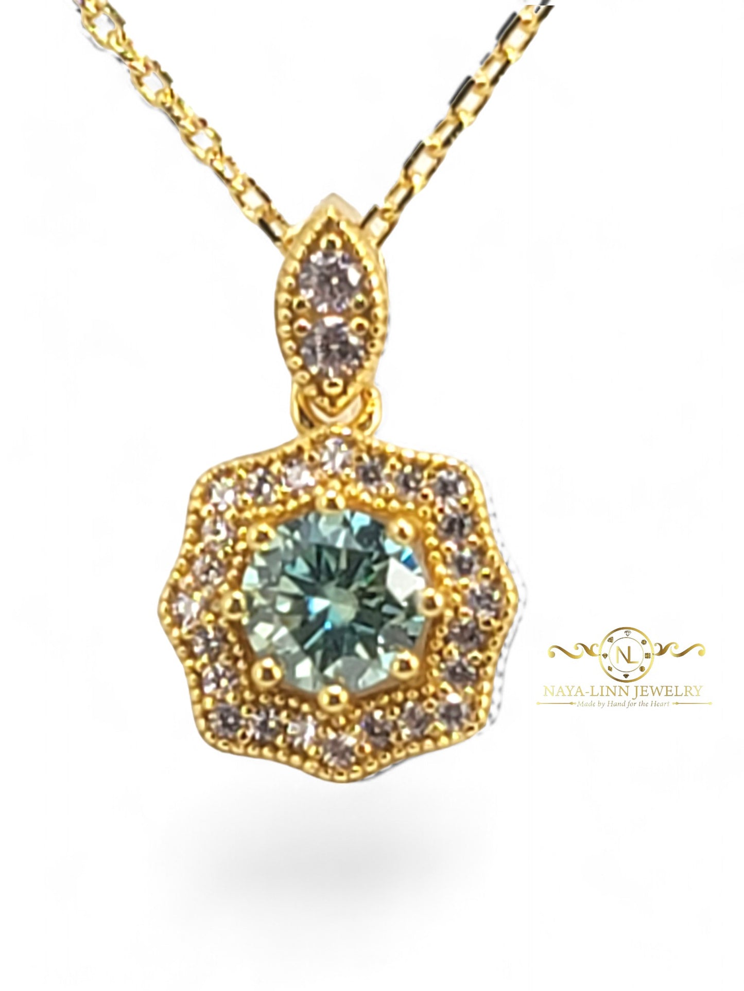 Octavia Moissanite Necklace | 18K Gold Vermeil Jewelry | Sterling Silver | Main Stone with GRA Certificate By Naya-Linn Jewelry