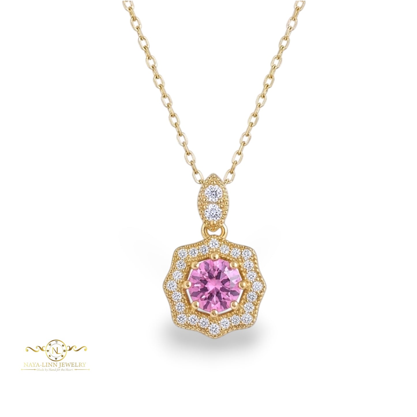 Octavia Moissanite Necklace | 18K Gold Vermeil Jewelry | Sterling Silver | Main Stone with GRA Certificate By Naya-Linn Jewelry