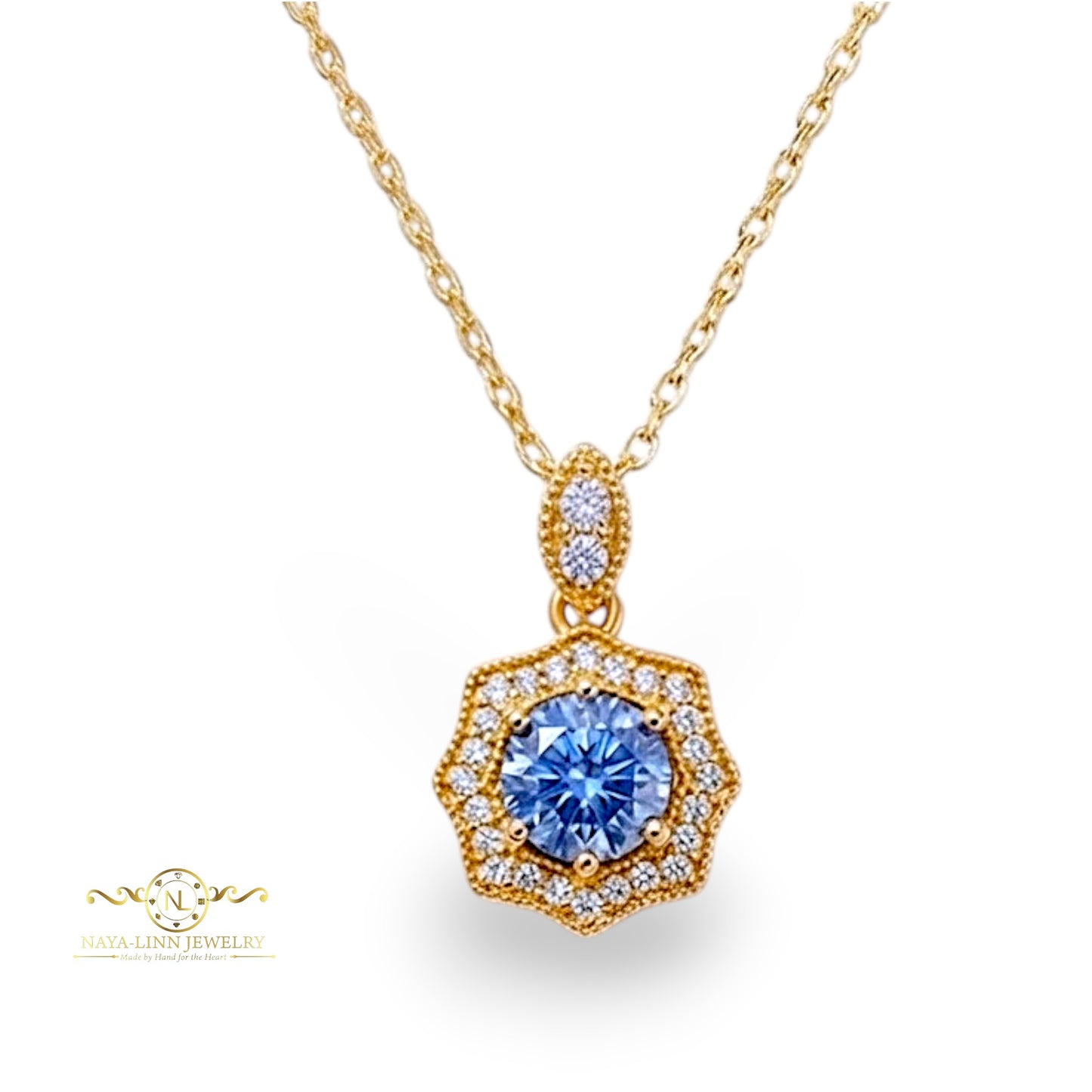 Octavia Moissanite Necklace | 18K Gold Vermeil Jewelry | Sterling Silver | Main Stone with GRA Certificate By Naya-Linn Jewelry