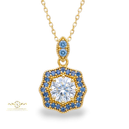 Octavia Moissanite Necklace | 18K Gold Vermeil Jewelry | Sterling Silver | Main Stone with GRA Certificate By Naya-Linn Jewelry