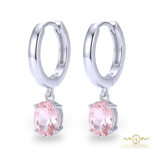 Paisley Earrings | Oval Cut Diamond Simulants | 925 Sterling Silver Dangle Earring | Huggie-Style Elegant Drop Earring By Naya-Linn Jewelry