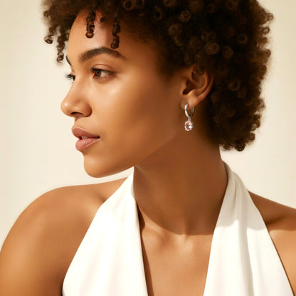 Paisley Earrings | Oval Cut Diamond Simulants | 925 Sterling Silver Dangle Earring | Huggie-Style Elegant Drop Earring By Naya-Linn Jewelry