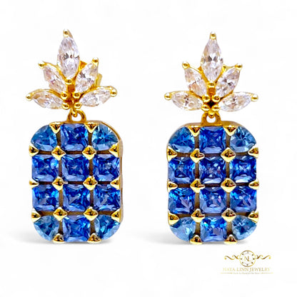 Pineapple Deluxe Earrings | 18K Gold Vermeil Over Sterling Silver | Cubic Zirconia | Gemstone Earrings
