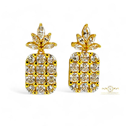 Pineapple Deluxe Earrings | 18K Gold Vermeil Over Sterling Silver | Cubic Zirconia | Gemstone Earrings