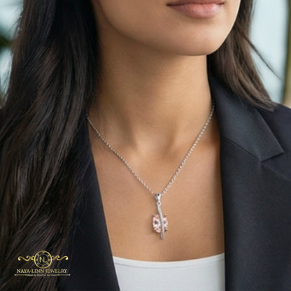 Riley Necklace | Cut Diamond Simulant | Rhodium Over 925 Sterling Silver | Sophisticated Gemstones Necklace By Naya-Linn Jewelry