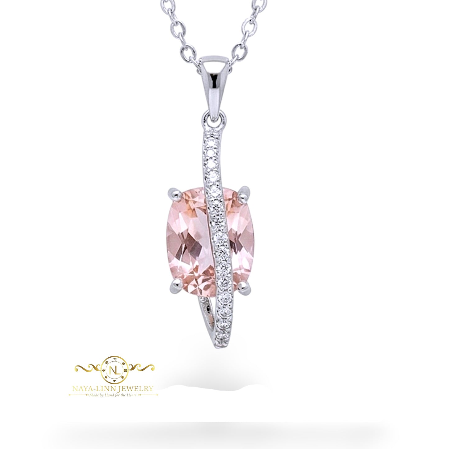 Riley Necklace | Cut Diamond Simulant | Rhodium Over 925 Sterling Silver | Sophisticated Gemstones Necklace By Naya-Linn Jewelry