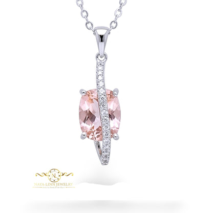 Riley Necklace | Cut Diamond Simulant | Rhodium Over 925 Sterling Silver | Sophisticated Gemstones Necklace By Naya-Linn Jewelry