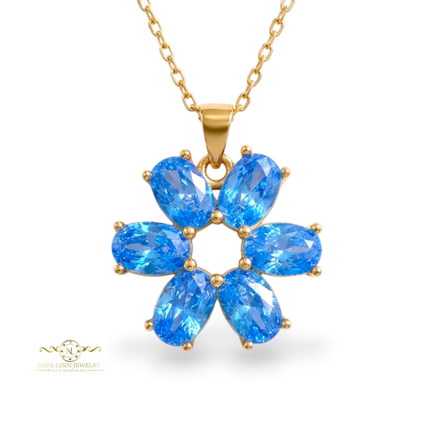 Serenity Snowflake Necklace | Oval Shaped Diamond Simulants | 18K Gold Vermeil Over 925 Sterling Silver