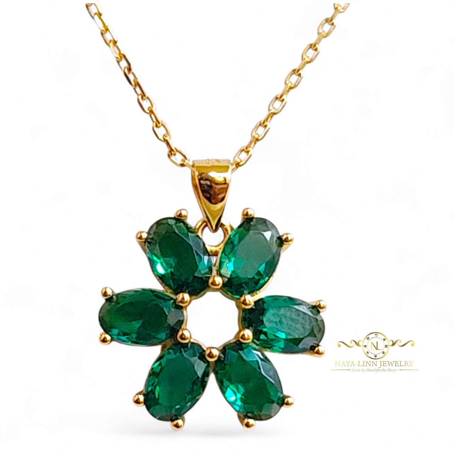 Serenity Snowflake Necklace | Oval Shaped Diamond Simulants | 18K Gold Vermeil Over 925 Sterling Silver