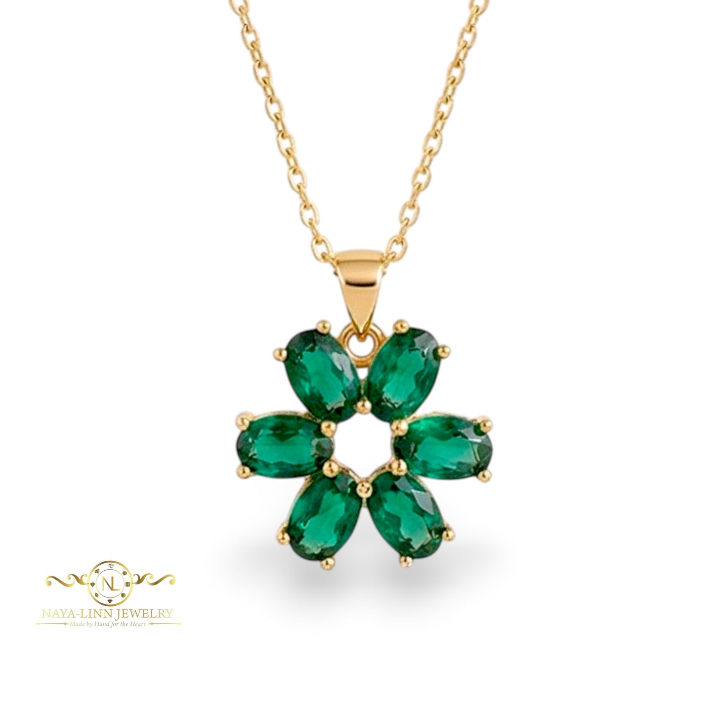 Serenity Snowflake Necklace | Oval Shaped Diamond Simulants | 18K Gold Vermeil Over 925 Sterling Silver