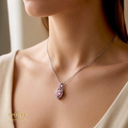 Sienna Necklace | Heart-Shaped Diamond Simulant | Rhodium Over Sterling Silver