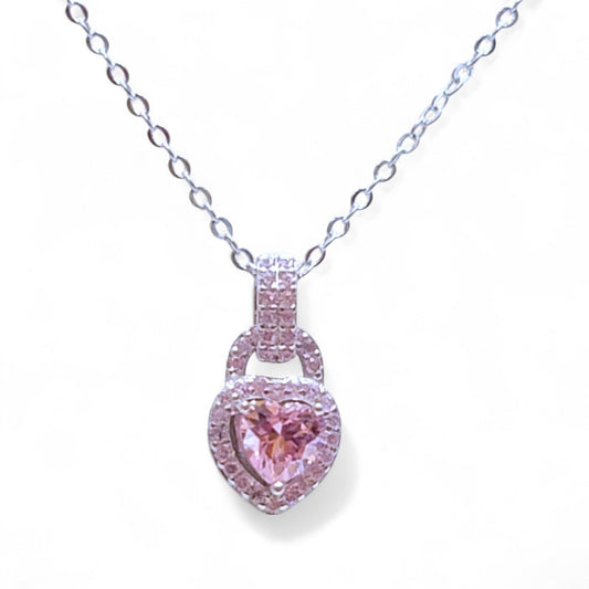 Sienna Necklace | Heart-Shaped Diamond Simulant | Rhodium Over Sterling Silver