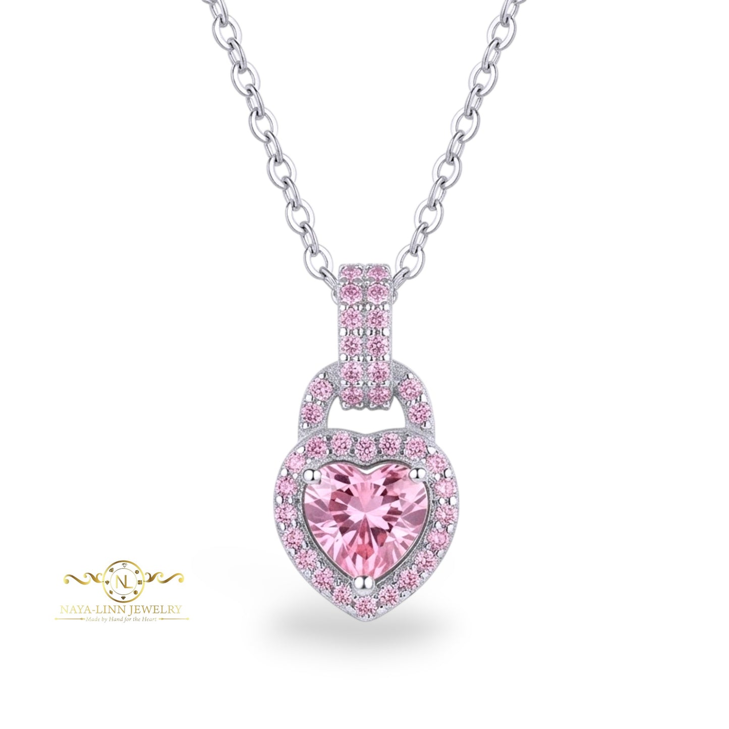 Sienna Necklace | Heart-Shaped Diamond Simulant | Rhodium Over Sterling Silver
