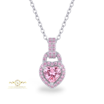 Sienna Necklace | Heart-Shaped Diamond Simulant | Rhodium Over Sterling Silver