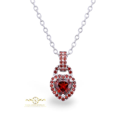Sienna Necklace | Heart-Shaped Diamond Simulant | Rhodium Over Sterling Silver