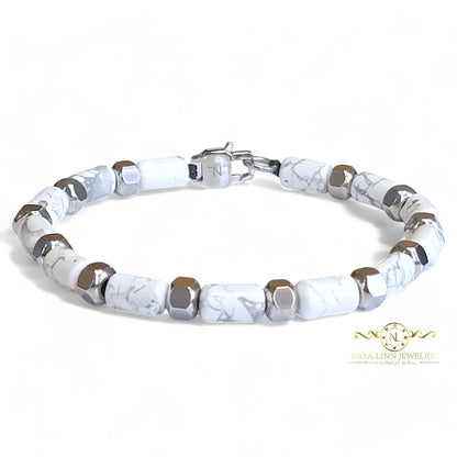 Hector 6x10MM Black Agate Men's Bracelet with Lobster Clasp