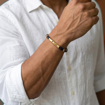 Theseus Men’s Bracelet – Howlite/Gold-Plated with Curved Bayonet Clasp