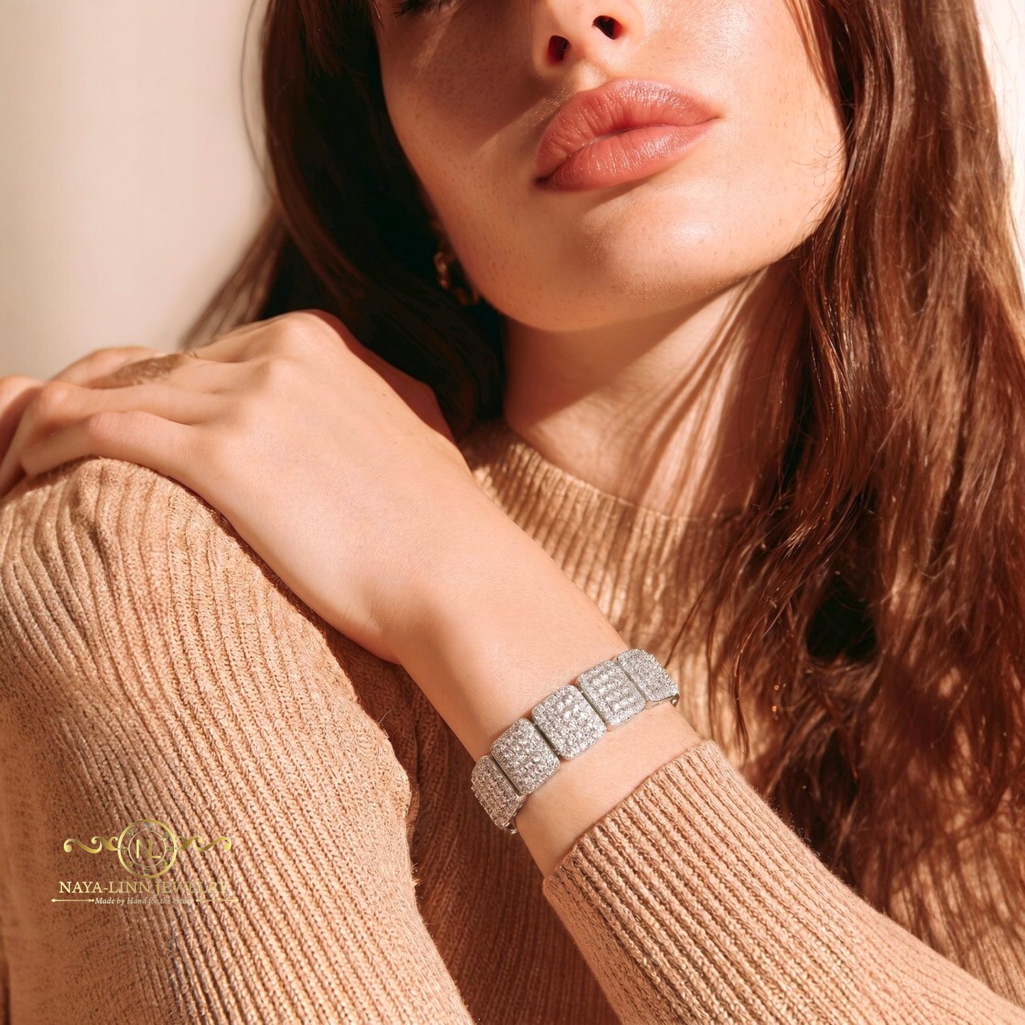 Tonee Bracelet | Rhodium Over 925 Sterling Silver | Bangle | Cubic Zirconia