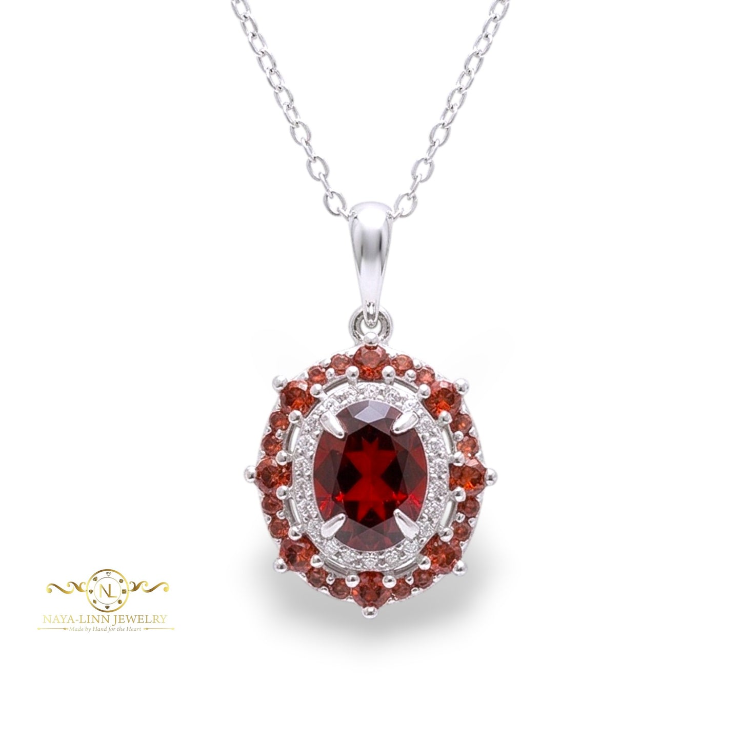 Victoria Necklace | Rhodium Plated Over 925 Sterling Silver | 10x8MM Oval Cut Cubic Zirconia | Vintage Jewelry | 18 Inches