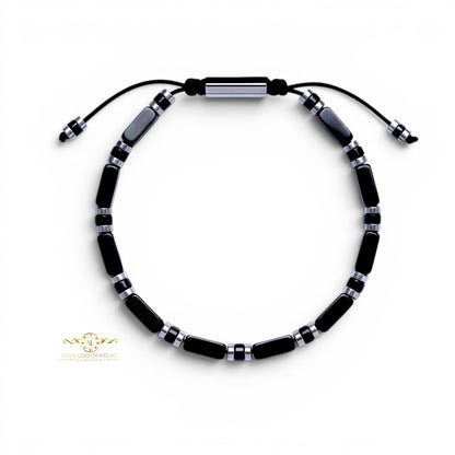 Xanthus Minimalist Men’s Bracelet with Tiger's Eye Rectangular Beads and Adjustable Rope