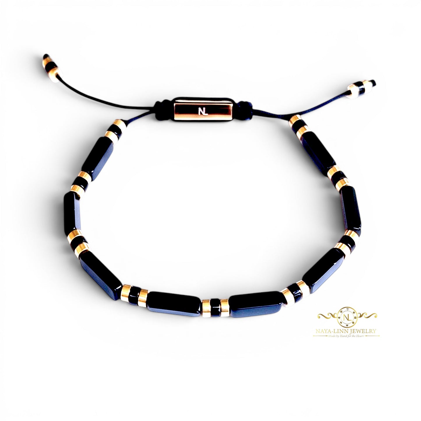 Xanthus Minimalist Men’s Bracelet with Tiger's Eye Rectangular Beads and Adjustable Rope