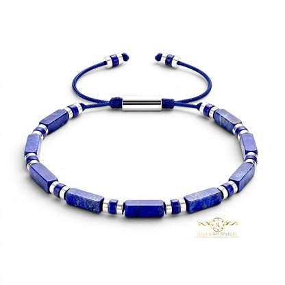 Xanthus Minimalist Men’s Bracelet with Tiger's Eye Rectangular Beads and Adjustable Rope