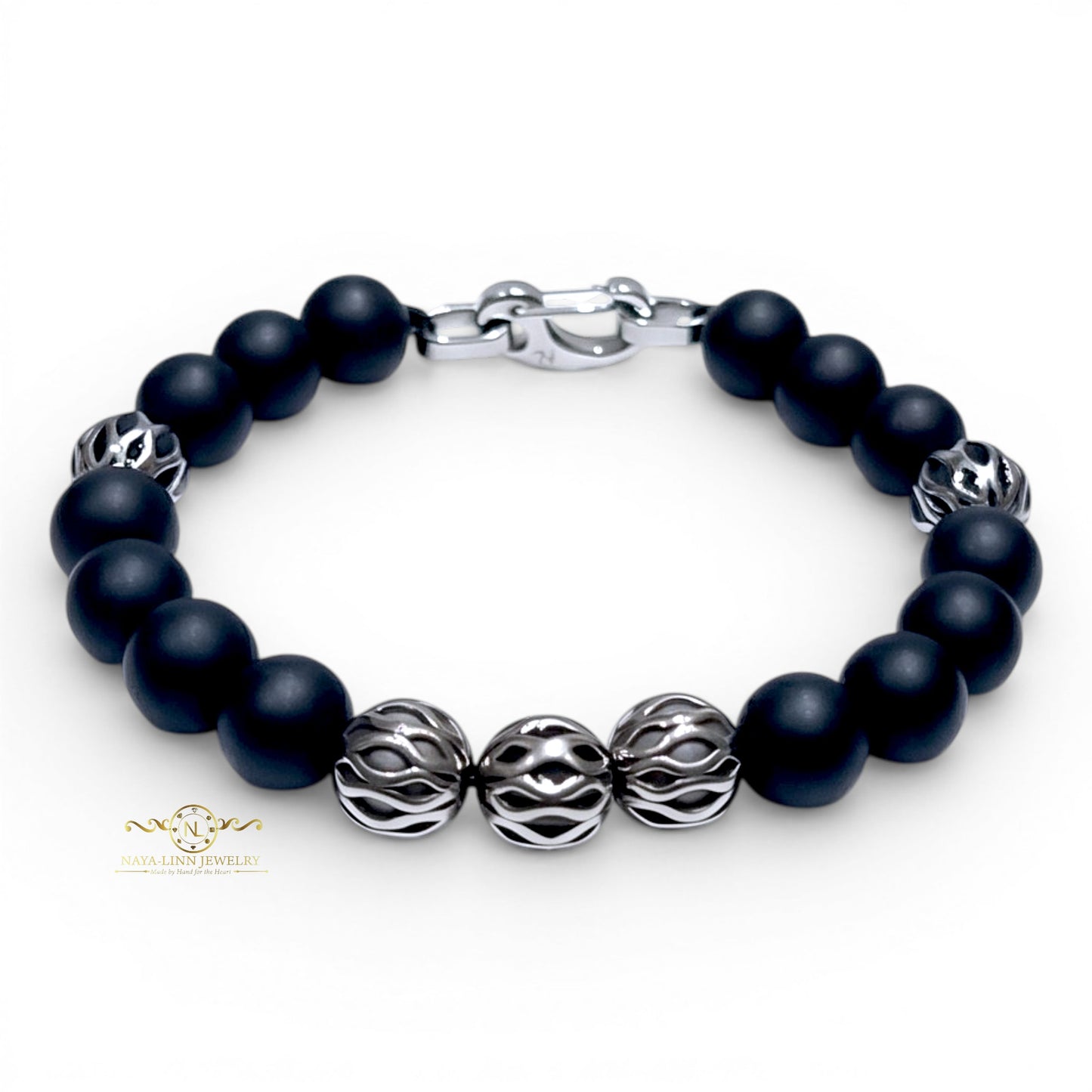 Zeno Men’s Gold Plated Bracelet, 10mm Round Red Chalcedony Gemstones with Lobster Clasp