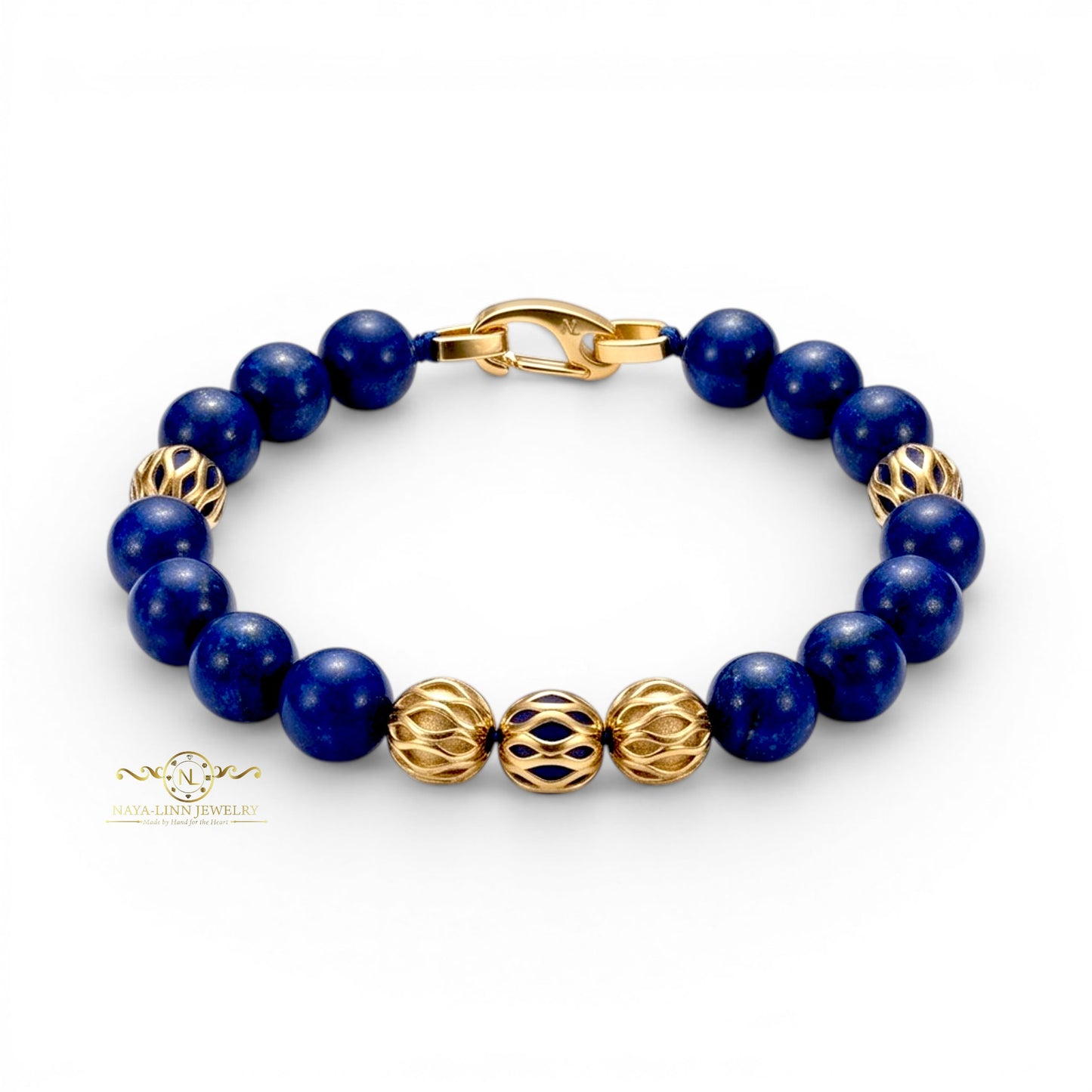 Zeno Men’s Gold Plated Bracelet, 10mm Round Red Chalcedony Gemstones with Lobster Clasp