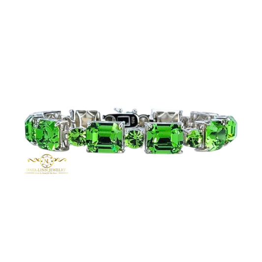 Annabella Bracelet | Emerald-Shaped Stones | Statement Bangle | Gift for Her By Naya-Linn Jewelry