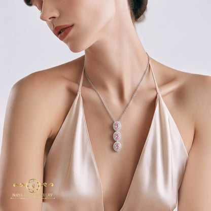 Catalina Necklace | Oval Shaped Diamond Stimulant | 925 Sterling Silver | Durable Necklace For Everyday Wear By Naya-Linn Jewelry