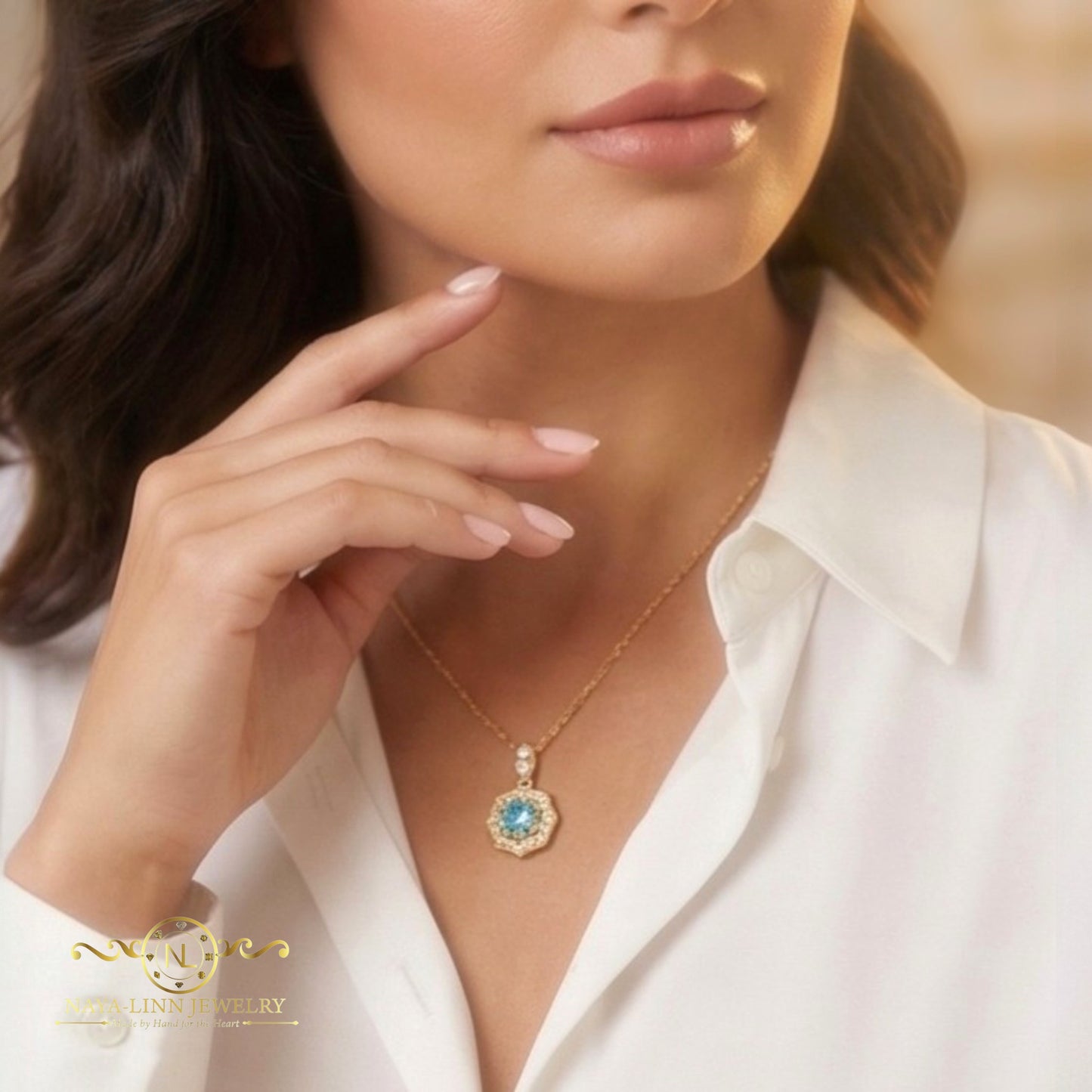 Octavia Moissanite Necklace | 18K Gold Vermeil Jewelry | Sterling Silver | Main Stone with GRA Certificate By Naya-Linn Jewelry