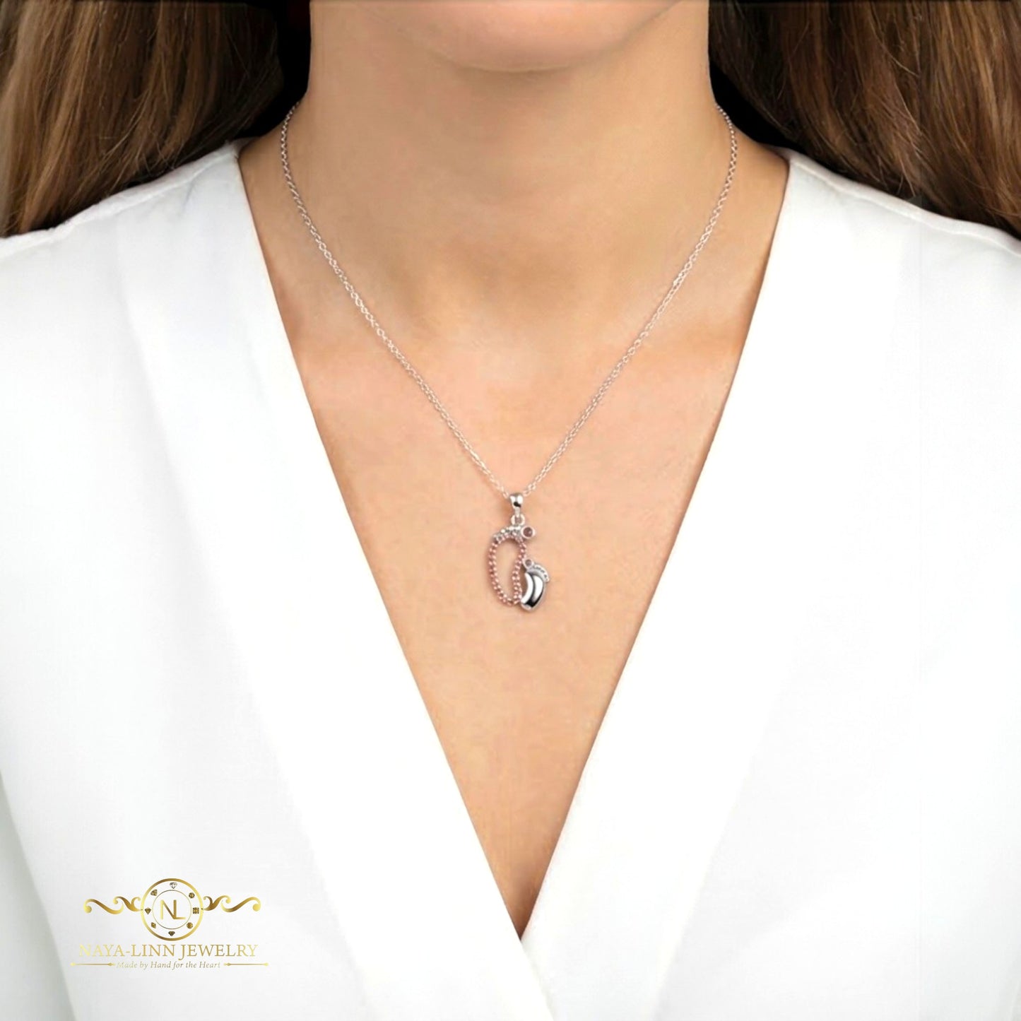 Mother and Child Necklace | Rhodium Over 925 Sterling Silver | Statement Necklace By Naya-Linn Jewelry