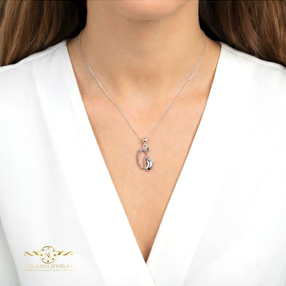 Mother and Child Necklace | Rhodium Over 925 Sterling Silver | Statement Necklace By Naya-Linn Jewelry