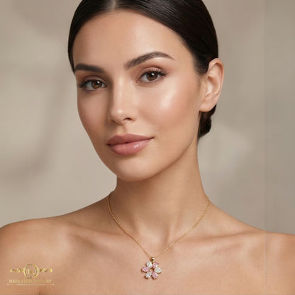 Serenity Snowflake Necklace | Oval Shaped Diamond Simulants | 18K Gold Vermeil Over 925 Sterling Silver