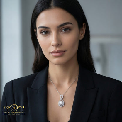 Gianni Moissanite Necklace | Infinity Pendant | Rhodium Over 925 Sterling Silver | 5MM With GRA Certificate