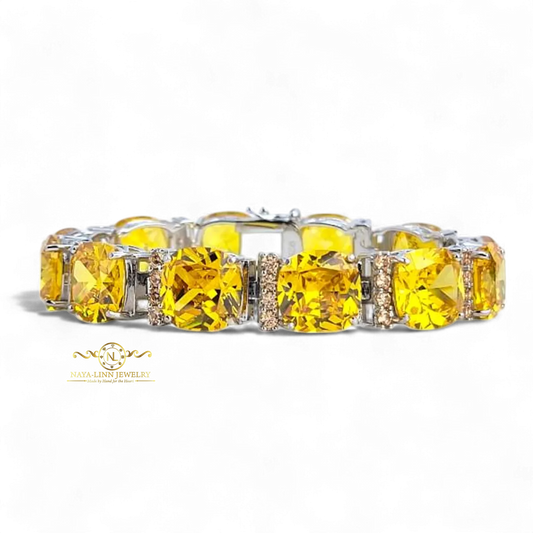 Arriella Bracelet | Asscher Cut Diamond Simulant (CZ) | Rhodium Over 925 Sterling Silver By Naya-Linn Jewelry