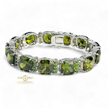 Arriella Bracelet | Asscher Cut Diamond Simulant (CZ) | Rhodium Over 925 Sterling Silver By Naya-Linn Jewelry