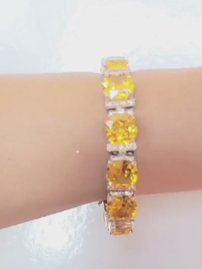 Arriella Bracelet | Asscher Cut Diamond Simulant (CZ) | Rhodium Over 925 Sterling Silver By Naya-Linn Jewelry