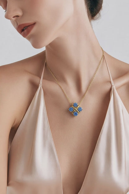 Lydia Necklace | Diamond Simulants | 18K Gold Vermeil Over 925 Sterling Silver By Naya-Linn Jewelry