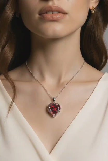 Mabel Necklace | Rhodium Over 925 Sterling Silver | 14MM Heart Shaped Cubic Zirconia Gemstone | 18 Inches Necklace