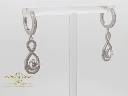 Gianni Infinity Moissanite Drop Earrings | Rhodium Plated Over 925 Sterling Silver | Casual Earrings | VVS D Moissanite