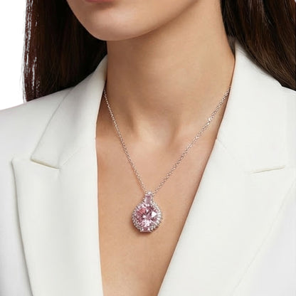 Millie Necklace | Round Cut Diamond Simulants | CZ | Rhodium Over Sterling Silver | 925 Sterling Silver
