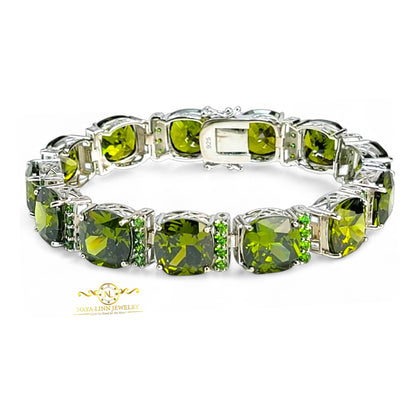 Arriella Bracelet | Asscher Cut Diamond Simulant (CZ) | Rhodium Over 925 Sterling Silver By Naya-Linn Jewelry