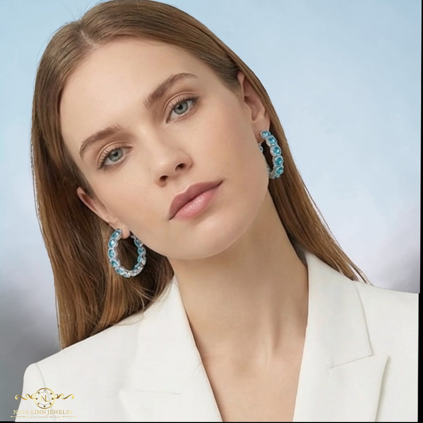 Gabriella Hoop Earrings Rhodium Plated Sterling Silver Winter Earrings Luxury Earrings